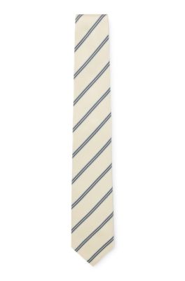 Jacquard-striped tie in Italian-made silk, Light Yellow