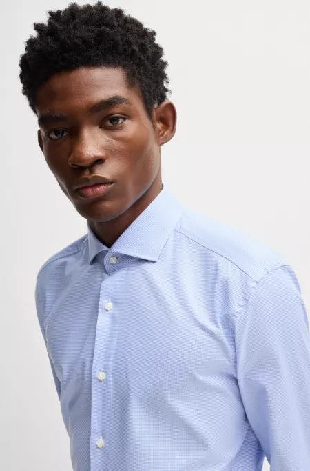 Slim-fit shirt in easy-iron stretch cotton