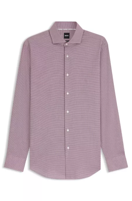 Slim-fit shirt in easy-iron stretch cotton