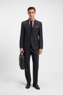 Slim-fit shirt in easy-iron stretch cotton, Dark Red