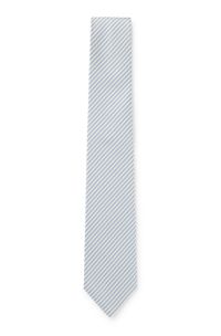 Italian-silk tie with diagonal stripe, Light Blue