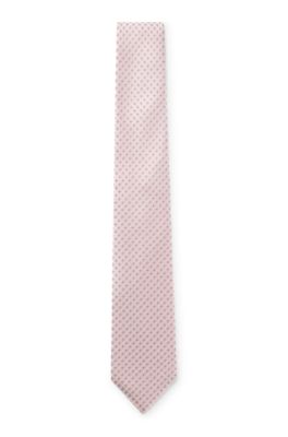 Jacquard-pattern tie in Italian-made silk, Pink