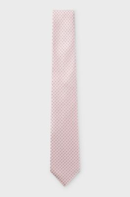 Jacquard-pattern tie in Italian-made silk, Pink