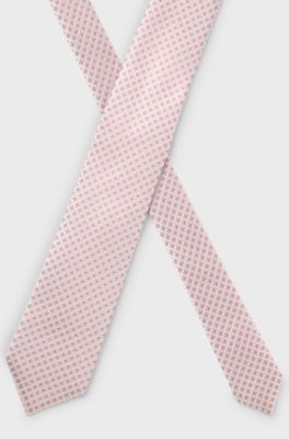 Jacquard-pattern tie in Italian-made silk, Pink
