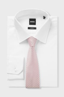Jacquard-pattern tie in Italian-made silk, Pink