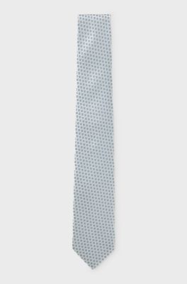 Jacquard-pattern tie in Italian-made silk, Light Blue