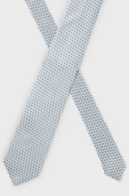 Jacquard-pattern tie in Italian-made silk, Light Blue
