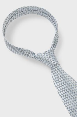Jacquard-pattern tie in Italian-made silk, Light Blue