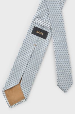 Jacquard-pattern tie in Italian-made silk, Light Blue