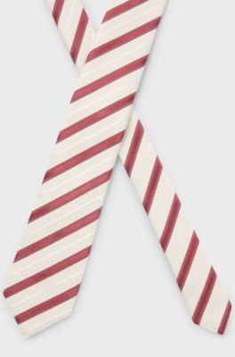 Diagonal-stripe tie in Italian-made silk and cotton, Patterned