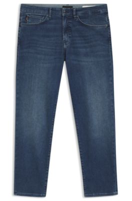 Maine regular-fit jeans in blue soft-motion denim, Dark Blue