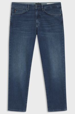 Maine regular-fit jeans in blue soft-motion denim, Dark Blue