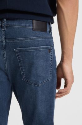 Maine regular-fit jeans in blue soft-motion denim, Dark Blue