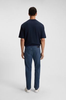 Maine regular-fit jeans in blue soft-motion denim, Dark Blue