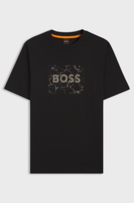Cotton-jersey T-shirt with logo artwork, Black