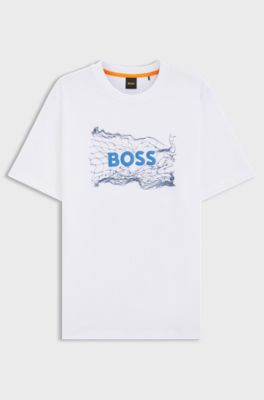 Cotton-jersey T-shirt with logo artwork, White