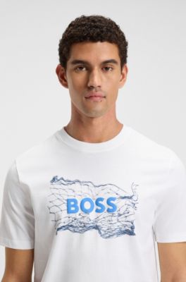 Cotton-jersey T-shirt with logo artwork, White