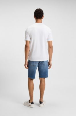 Cotton-jersey T-shirt with logo artwork, White