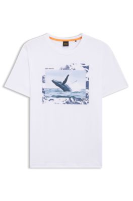 Cotton-jersey T-shirt with photographic print, White
