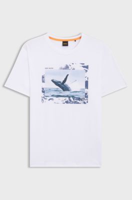 Cotton-jersey T-shirt with photographic print, White