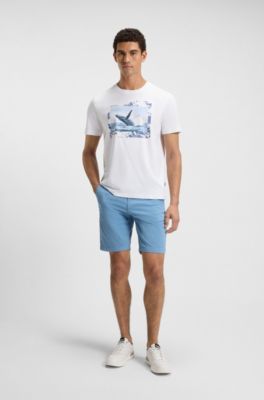 Cotton-jersey T-shirt with photographic print, White