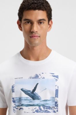 Cotton-jersey T-shirt with photographic print, White