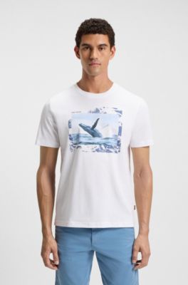 Cotton-jersey T-shirt with photographic print, White