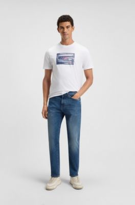 Cotton-jersey T-shirt with coordinate artwork, White