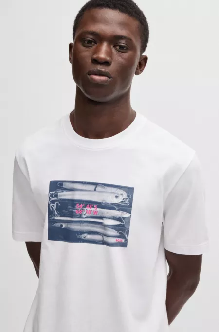 Cotton-jersey T-shirt with coordinate artwork