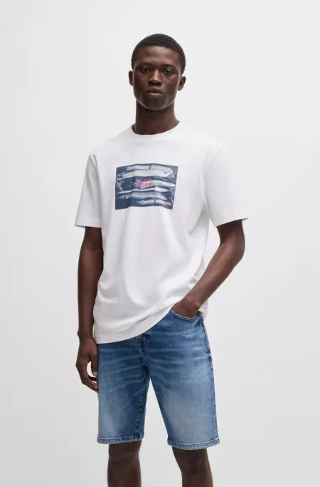 Cotton-jersey T-shirt with coordinate artwork