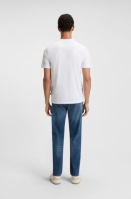 Cotton-jersey T-shirt with coordinate artwork, White