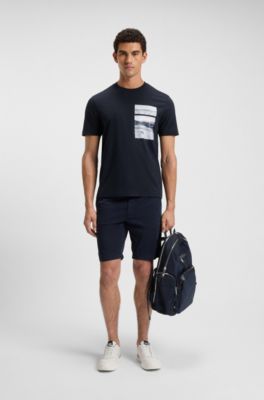 Cotton-jersey T-shirt with coordinate artwork, Dark Blue