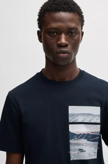 Cotton-jersey T-shirt with coordinate artwork