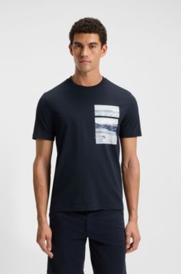 Cotton-jersey T-shirt with coordinate artwork, Dark Blue