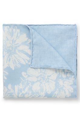 Silk pocket square with digital print, Blue Patterned
