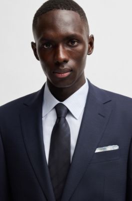 Silk pocket square with digital print, Blue Patterned