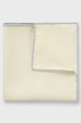 Silk pocket square with digital print, Light Yellow