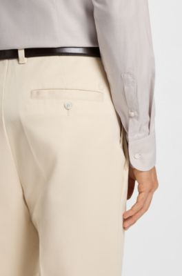 Slim-fit shirt in a structured cotton blend, Light Beige