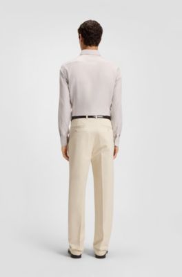 Slim-fit shirt in a structured cotton blend, Light Beige