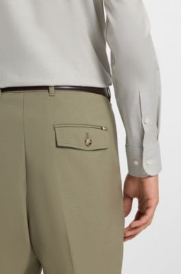 Slim-fit shirt in a structured cotton blend, Light Green