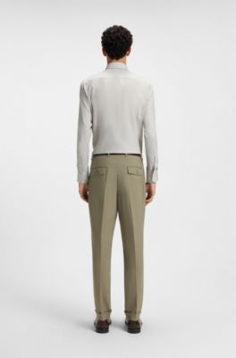Slim-fit shirt in a structured cotton blend, Light Green