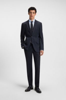 Slim-fit shirt in a structured cotton blend, Light Blue