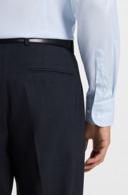 Slim-fit shirt in a structured cotton blend, Light Blue