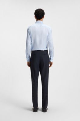 Slim-fit shirt in a structured cotton blend, Light Blue