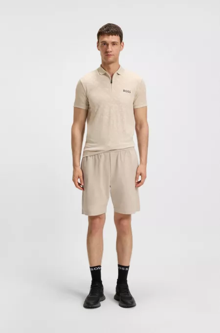 Cotton-jersey shorts with mesh structure