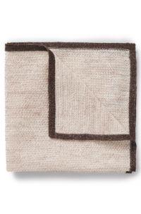 Silk-linen pocket square with contrast border, Dark Brown