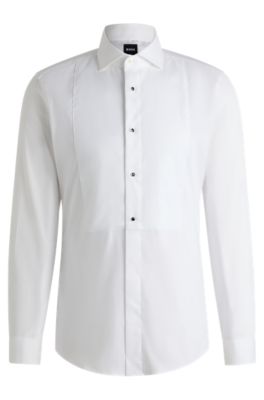 Slim-fit shirt in easy-iron cotton poplin, White
