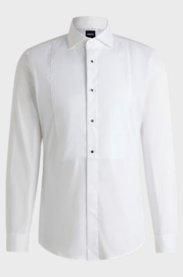 Slim-fit shirt in easy-iron cotton poplin, White
