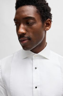 Slim-fit shirt in easy-iron cotton poplin, White