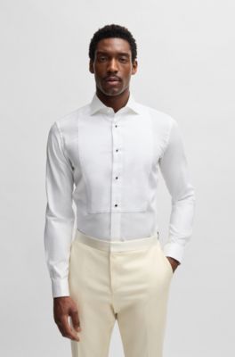 Slim-fit shirt in easy-iron cotton poplin, White